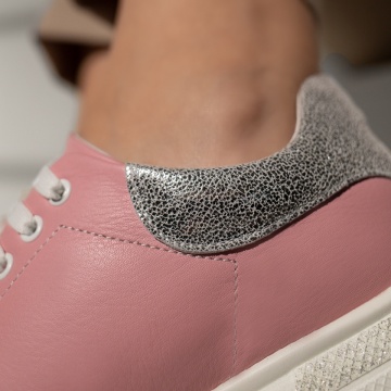 Pantofi casual dama cu talpa groasa roz din Piele naturala PAULA2, 5, modlet.ro