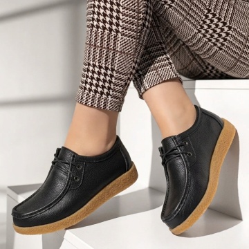 Pantofi casual dama cu talpa joasa negri din Piele naturala DORA39, 2, modlet.ro