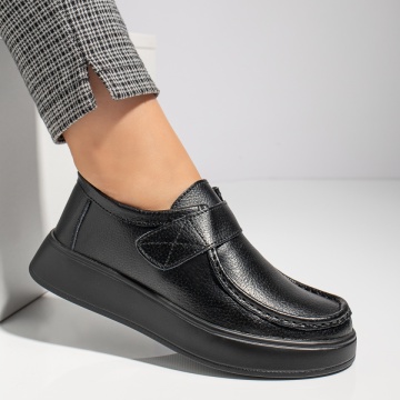 Pantofi casual dama cu talpa joasa negri din Piele naturala MOD12285, 4, modlet.ro