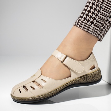 Pantofi casual dama cu talpa joasa si inchidere cu scai bej MOD13344, 2, modlet.ro