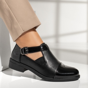 Pantofi casual dama cu varf lucios negri MOD09986, 3, modlet.ro