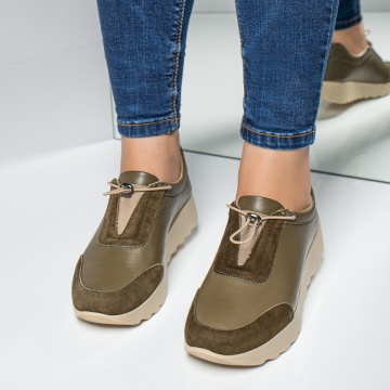 Pantofi casual dama khaki suede din Piele naturala MOD03626, 4, modlet.ro