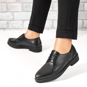 Pantofi casual dama negri cu siret din Piele naturala MOD10248, 3, modlet.ro