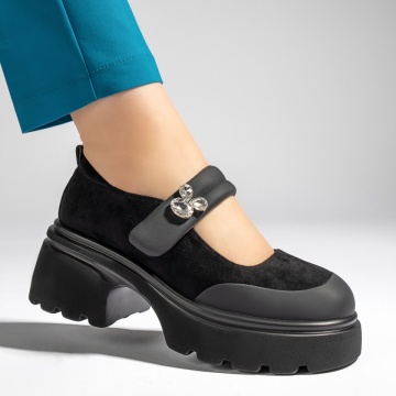 Pantofi casual dama negru suede MOD13441, 4, modlet.ro