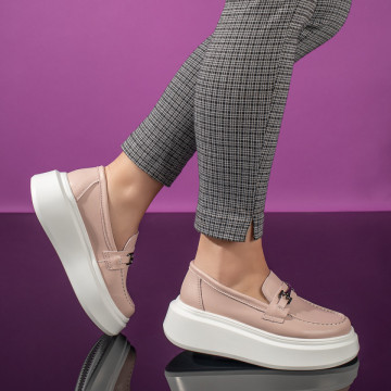 Pantofi casual dama roz din Piele naturala MOD11355, 2, modlet.ro