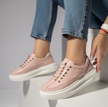 Pantofi casual dama roz din Piele naturala MOD11702, 3, modlet.ro