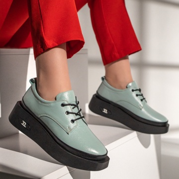 Pantofi casual dama verde deschis din Piele naturala MOD10461, 2, modlet.ro