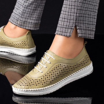 Pantofi casual dama verzi din Piele naturala MOD08807, 3, modlet.ro