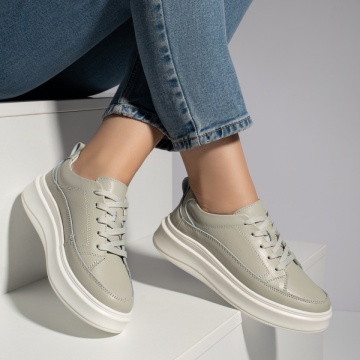 Pantofi casual gri dama din Piele naturala MOD11710, 3, modlet.ro