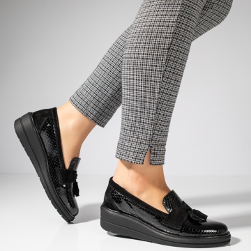 Pantofi casual negri dama cu platforma din Piele naturala MOD11889, 4, modlet.ro