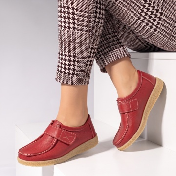 Pantofi casual rosii dama cu talpa joasa din Piele naturala MOD06086, 2, modlet.ro