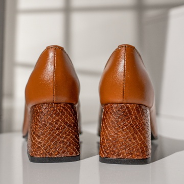 Pantofi cu toc gros dama maro din Piele naturala MOD12048, 2, modlet.ro