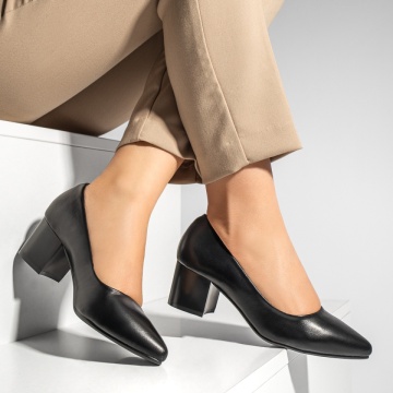 Pantofi cu toc gros dama negri MOD11949, 3, modlet.ro