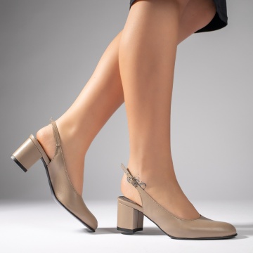 Pantofi cu toc gros si bareta gri din Piele naturala MOD11063, 2, modlet.ro