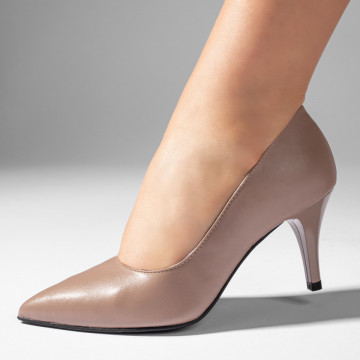 Pantofi cu toc subtire dama nude din Piele naturala MOD11003, 1, modlet.ro