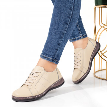 Pantofi dama casual bej din Piele naturala MOD08377, 3, modlet.ro