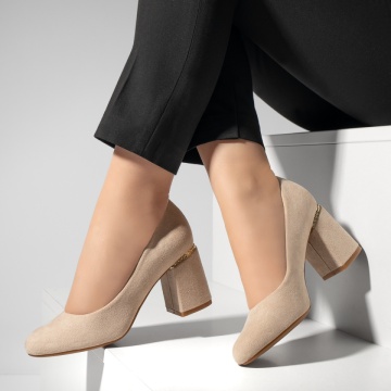 Pantofi dama cu toc bej suede MOD02837, 2, modlet.ro
