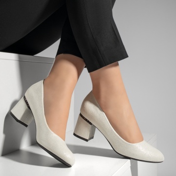 Pantofi dama cu toc gros argintii MOD05773, 4, modlet.ro