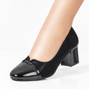 Pantofi dama cu toc gros negri MOD01810, 4, modlet.ro