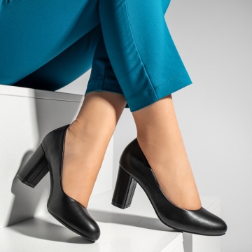 Pantofi dama cu toc gros negri MOD02834, 4, modlet.ro