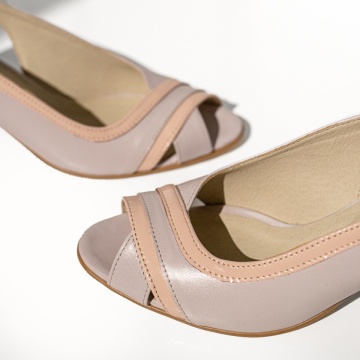Pantofi dama cu toc gros roz din Piele naturala MOD12928, 4, modlet.ro