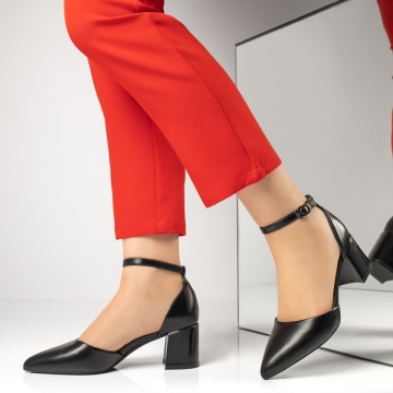 Pantofi dama cu toc gros si bareta negri MOD13377, 2, modlet.ro