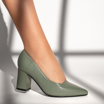 Pantofi dama cu toc gros verzi ZEF13362, 2, zeforia.ro