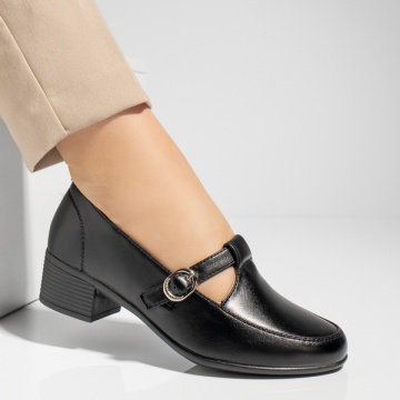 Pantofi dama cu toc mic si bareta negri MOD13262, 2, modlet.ro
