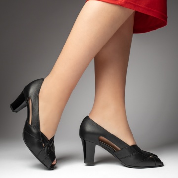 Pantofi dama cu toc negri din Piele naturala MOD13489, 3, modlet.ro