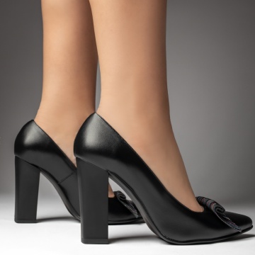 Pantofi dama cu toc negri din Piele naturala ZEF13475, 4, zeforia.ro