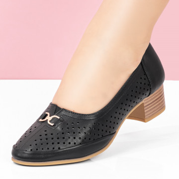 Pantofi dama cu toc negri perforati MOD08336, 2, modlet.ro