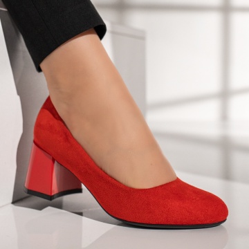 Pantofi dama cu toc rosu suede MOD12110, 3, modlet.ro