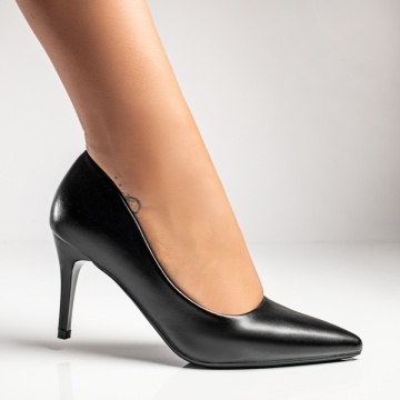 Pantofi dama cu toc subtire negri MOD12122, 3, modlet.ro