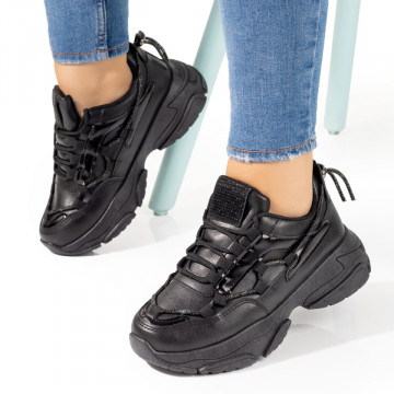 Pantofi dama sport cu siret negri MOD10358, 3, modlet.ro