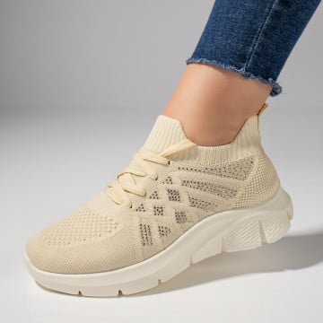 Pantofi dama sport din material textil bej MOD11523, 1, modlet.ro