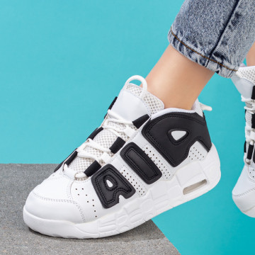 Pantofi sport dama albi cu negru MOD07781, 3, modlet.ro