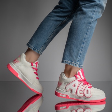 Pantofi sport dama albi cu roz MOD11666, 4, modlet.ro