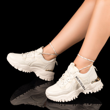 Pantofi sport dama bej cu siret MOD03453, 3, modlet.ro