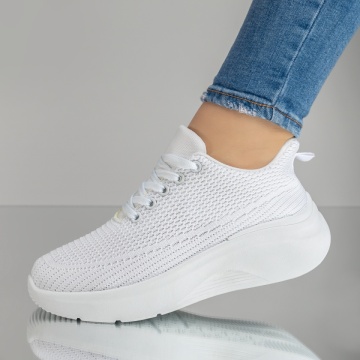 Pantofi sport dama cu platforma albi MOD14211
