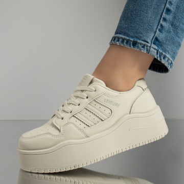 Pantofi sport dama cu siret bej MOD12998, 3, modlet.ro