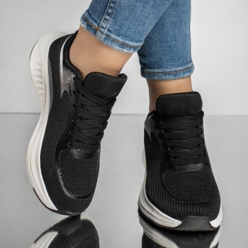Pantofi sport dama cu siret negru cu alb ZEF13045, 3, zeforia.ro