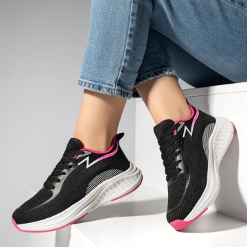Pantofi sport dama cu siret negru cu roz MOD13045, 2, modlet.ro