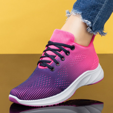 Pantofi sport dama cu siret roz cu albastru MOD07980, 4, modlet.ro