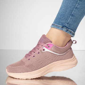 Pantofi sport dama cu siret si talpa groasa roz MOD13220, 3, modlet.ro