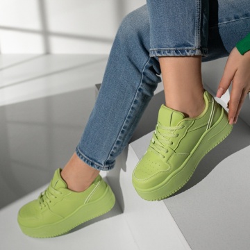 Pantofi sport dama cu siret si talpa groasa verzi MOD12996, 3, modlet.ro
