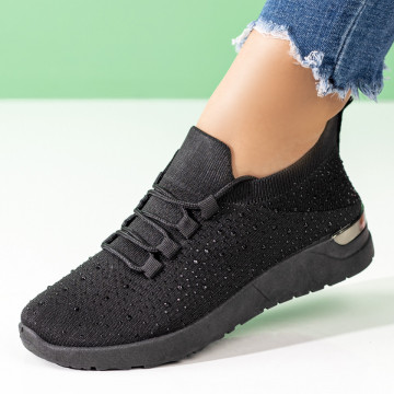 Pantofi sport dama cu strasuri negri MOD08523, 4, modlet.ro