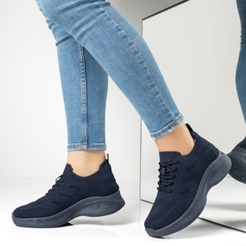 Pantofi sport dama cu talpa groasa albastru inchis MOD13235, 2, modlet.ro