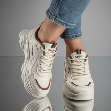 Pantofi sport dama cu talpa groasa bej MOD11786, 2, modlet.ro