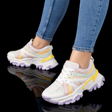 Pantofi sport dama cu talpa groasa multicolori MOD09787, 3, modlet.ro