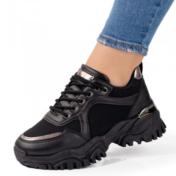 Pantofi sport dama cu talpa groasa negri MOD09796, 1, modlet.ro